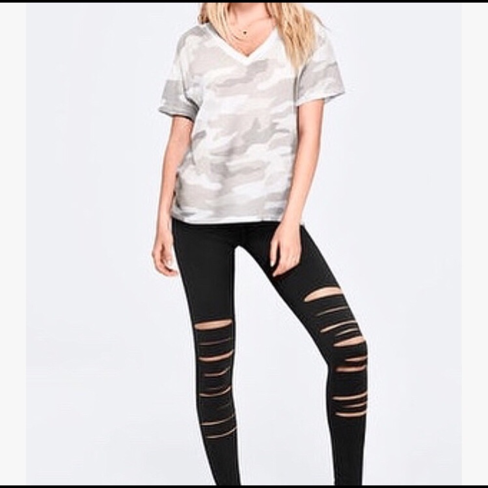 PINK High Waisted Black Slashed Ultimate Leggings
